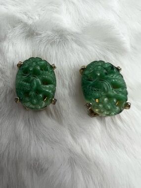 Vintage DeNicola Peking Glass Clip-On Earrings